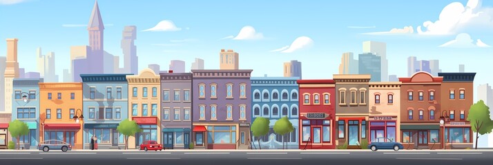 Fantasy City Landscape Cartoon style Background Panorama Concept Drawing image HD Print 15232x5120 pixels. Neo Game Art V9 23