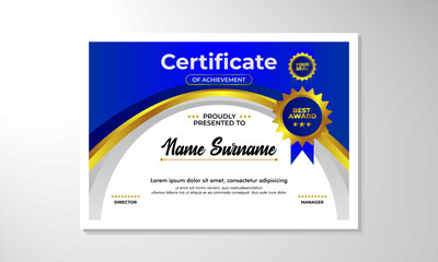 Certificate template with professional clean design. Vector illustration. Certificate of achievement abstract geometric texture decoration