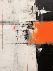Abstract Painting in Black, White, and Orange. Printable Wall Art.