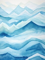 Fototapeta premium Blue Waves on White Background. Printable Wall Art.