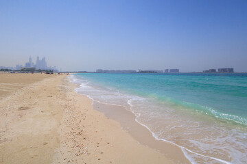 Beautiful scenery of the public beach in Dubai city, UAE