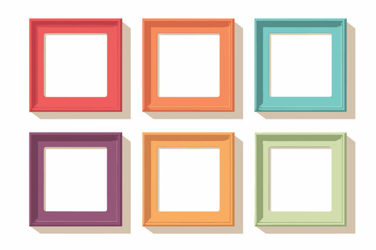 Photo frame on wall in a flat style. Blank photo frame vector illustration.