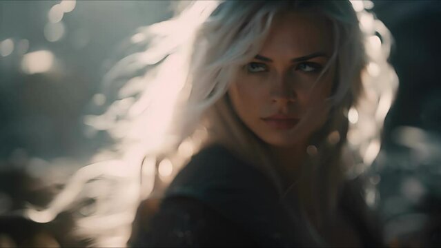 Beautiful elf woman. Fantasy medieval background. The concept of medieval history, life and culture. Ai-generated.