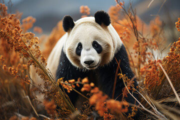 Giant Panda in autumn