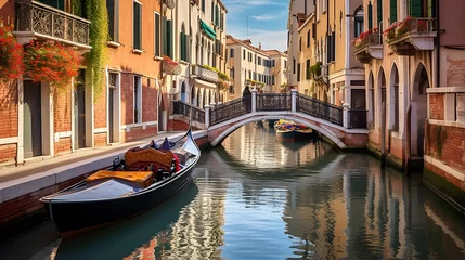 Fotobehang Canal in Venice, Italy. Panoramic view of the city. © I
