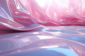 Fototapeta premium Light futuristic light room abstract pink and silver light wave with a white background