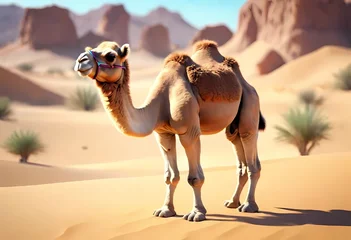 Fotobehang camel in the desert © Zoraiz