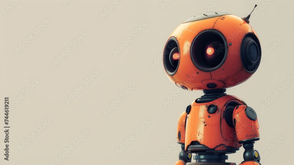 Aufkleber Icon of a cute robot in a speech bubble on a white background. illustration. Support service bot with red speech bubble.