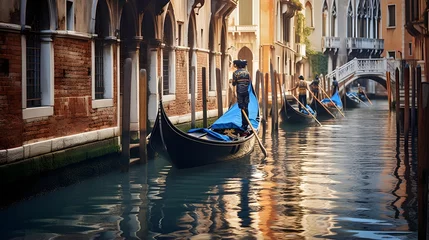 Deurstickers Gondola in the canal © I