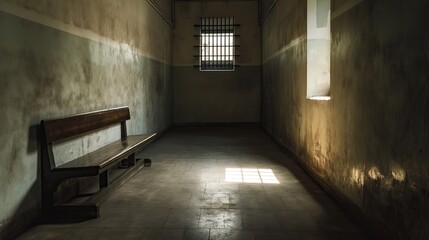 Empty Prison Cell - obrazy, fototapety, plakaty