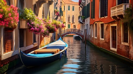 Beautiful view of a canal in Venice, Italy - obrazy, fototapety, plakaty