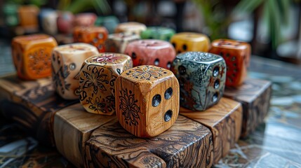Fototapeta na wymiar The EID MUBARAK is composed of wooden dice. Closeup of the dice.