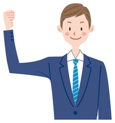就職活動　就活イラスト　会社員　新入社員　新卒　就職,　ガッツポーズ