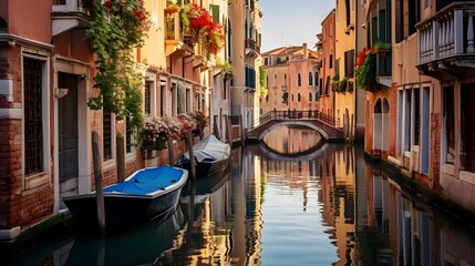 Fototapeta na wymiar View of a canal in Venice, Italy