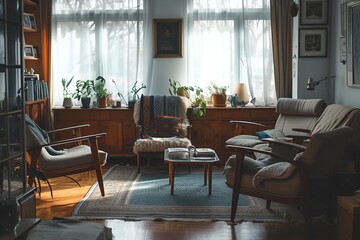 Fototapeta premium Contemporary Elegance: Minimalist Living Room,Modern Minimalist Home Decor