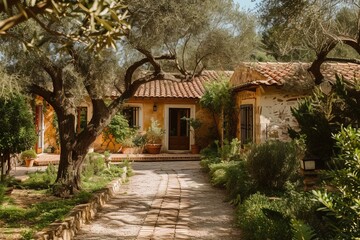 Fototapeta na wymiar RusticCharm MedVilla with Olive Grove,Olive Tree Paradise Mediterranean Villa