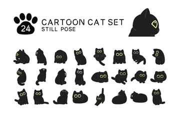 Cartoon touch cat illustration set