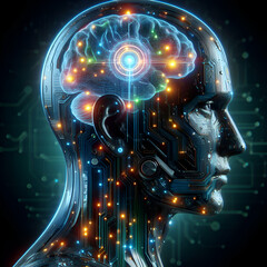 Cybernetic Odyssey Navigating Circuit Cyberspace in Neon Lights as the Futuristic Cyborg