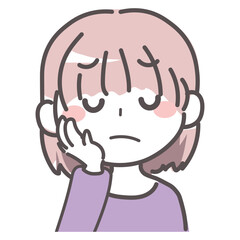 首を傾げて悩んでいる女性　困っている1-4