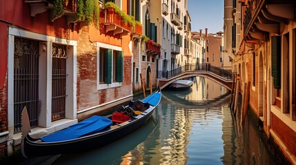 Beautiful view of the canal in Venice, Italy