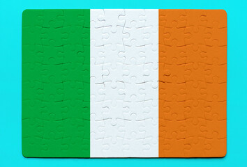 Irish Flag Jigsaw Puzzle on Blue