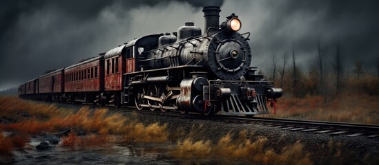 Vintage railroad with a well-worn chassis. - obrazy, fototapety, plakaty