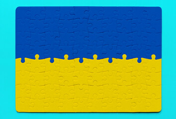 Ukrainian Flag Jigsaw Puzzle on Blue