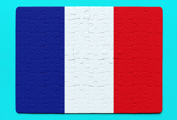 French Flag Jigsaw Puzzle on Blue