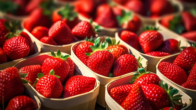 Close-up strawberries, fresh ripe strawberries