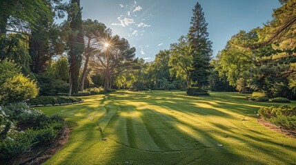 Obraz premium Arboretum groves of majestic trees from around the world, trees of pine and cedar cool. Generative AI.