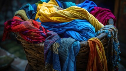 Colorful clothes in a laundry basket - Powered by Adobe