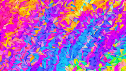 Fototapeta na wymiar Colorful rainbow artistic bright triangular geometric background. Multicolored rainbow rumpled faceted irregular polygonal background. Gradient polygons in rainbow spectrum colors. Vector illustration