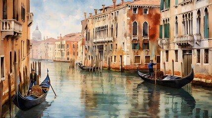 Panoramic view of the Grand Canal in Venice, Italy - obrazy, fototapety, plakaty