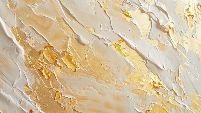 The abstract artistic background is characterized by a golden texture. The painting is made by hand using oil paint on canvas. Freehand brushstrokes of paint. Modern Art. Prints, wallpapers, posters,