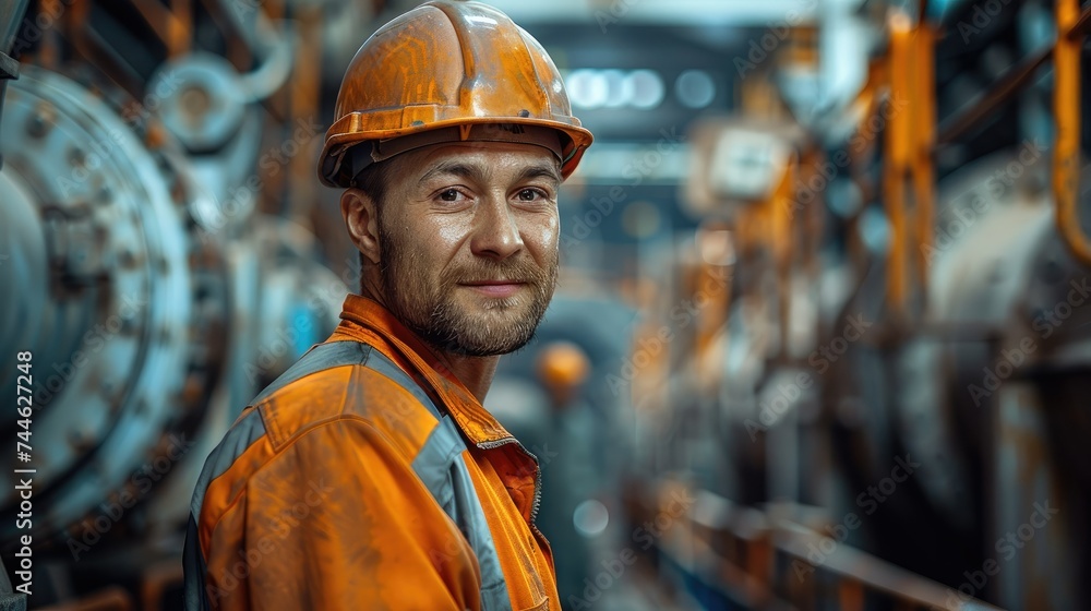 Poster A mining worker working in a factory. Generative AI.