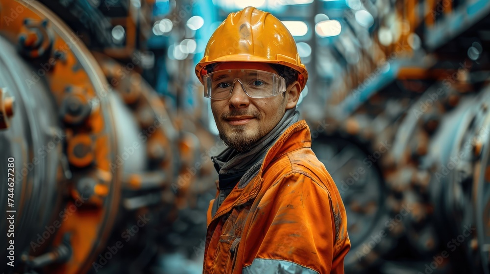 Poster A mining worker working in a factory. Generative AI.