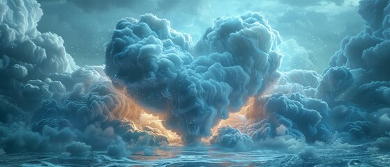 Naklejka na ściany i meble Symbol of love, the heart of the clouds