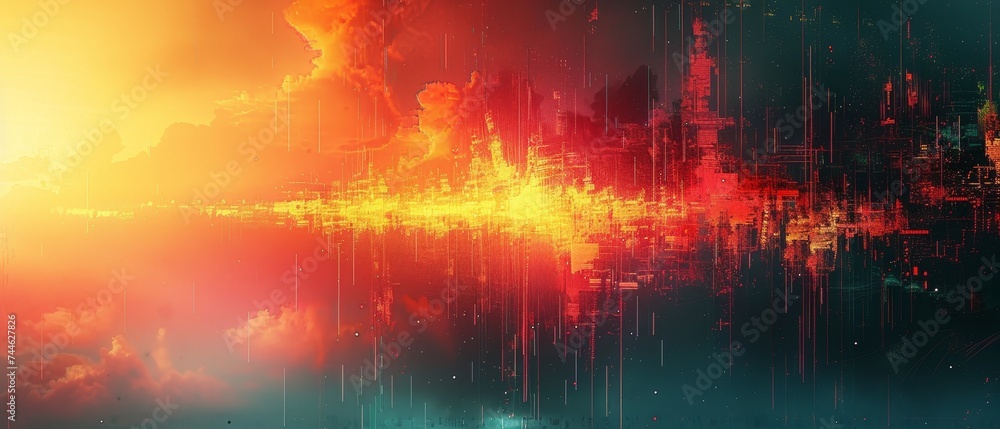 Poster Video Glitch Error with Unique Design Abstract Digital Pixel Noise