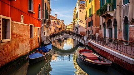 Fototapeta na wymiar Venice, Italy. Panoramic view of the canal and houses
