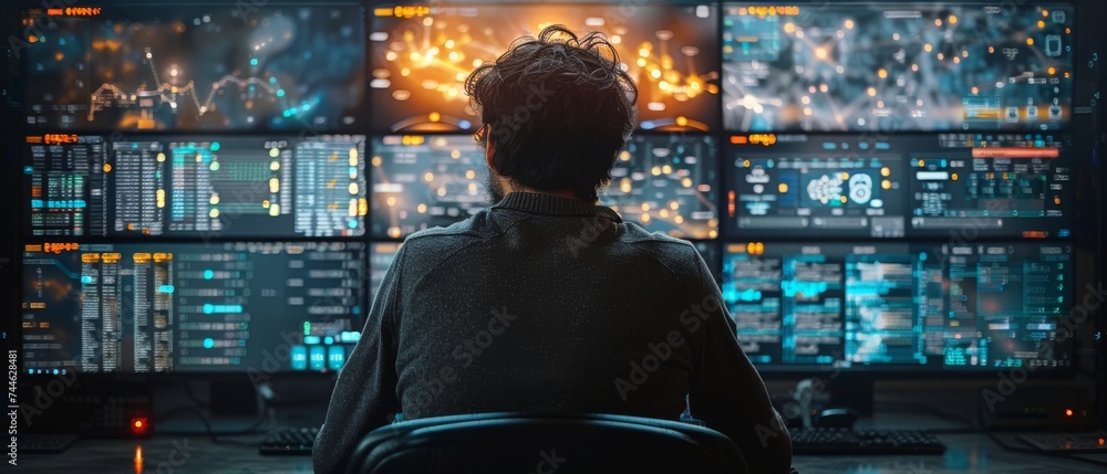 Poster Big data technology, data science and data analysis. Data mining, artificial intelligence, machine learning, business analytics. Data science and big data technology.