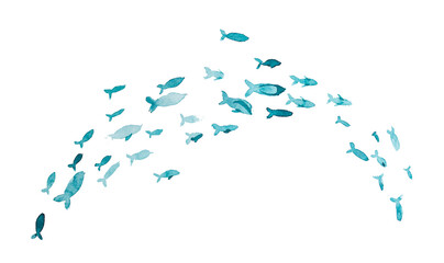 Fish painting. Watercolor sea or ocean creature artwork.