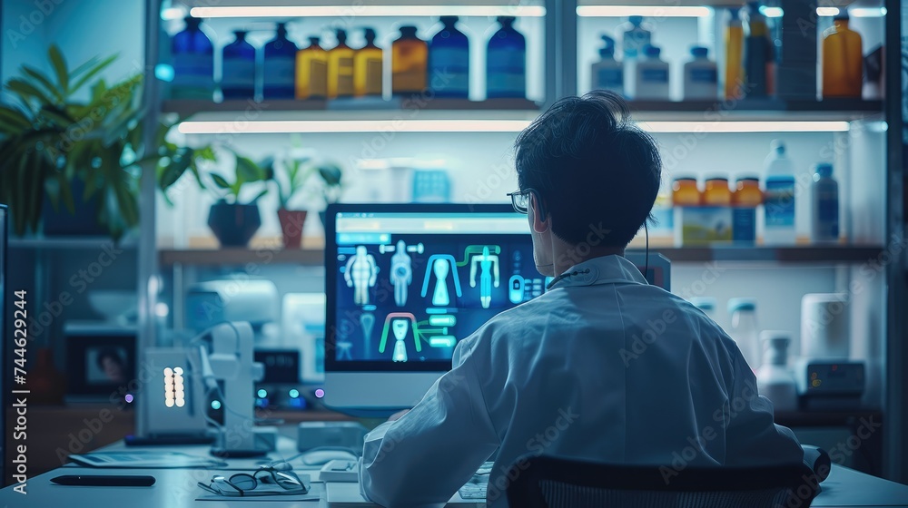 Leinwandbilder a person set in front of a pc developing an app related to health. the place from which it is develo