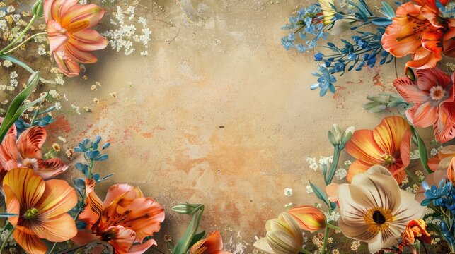 art spring flowers frame background