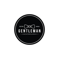 Bow tie gentleman logo design vintage retro label circle