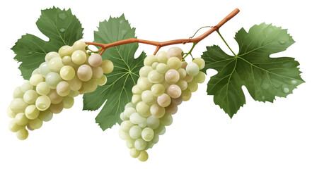 Fototapeta premium grape branch with fruits and leaves isolated on a transparent background, png