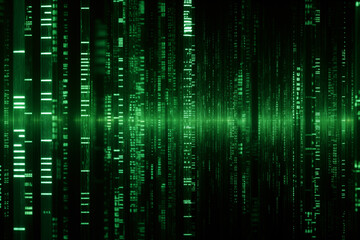 Obraz premium Abstract green binary matrix code background.