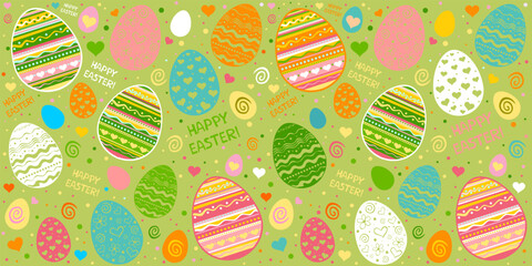 Easter egg seamless pattern. Spring holiday background for printing on fabric, paper for scrapbooking, gift wrap, wallpapers, textile fabric design, wrapping paper, website wallpapers, textile. Vector