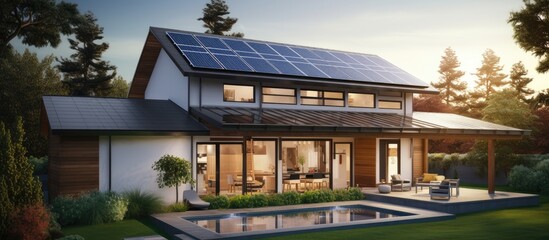 Fototapeta premium Roof-mounted solar panels for homes