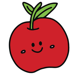 Hand drawn apple for stickers, decoration, fruit, picnic, breakfast, lunch, brunch, school snack, tattoo, social media post, print, ads, banner, cafe, restaurant, menu, recipe, grocery shopping, vegan