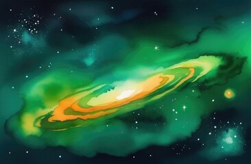 Obraz na płótnie Canvas Space background. A colorful cosmos with stardust and the Milky Way. A magical colored galaxy. Watercolor illustration